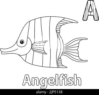 Angelfish Alphabet ABC coloriage page A Illustration de Vecteur