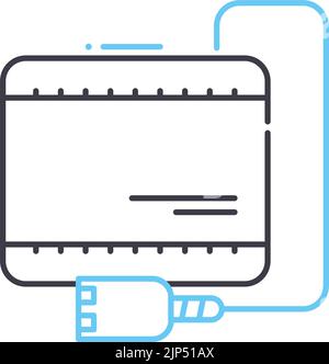 icône de ligne de batterie de l'ordinateur, symbole de contour, illustration vectorielle, signe de concept Illustration de Vecteur