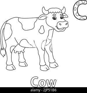 Lettre de vache ABC coloriage page C Illustration de Vecteur