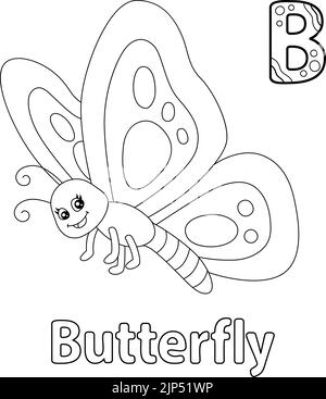 Papillon Alphabet ABC coloriage page B Illustration de Vecteur