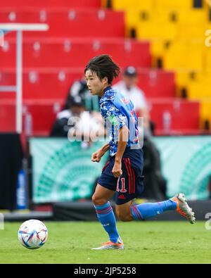 Alajuela, Costa Rica. 11th août 2022. Alajuela, Costa Rica, 11 août 2022: Maika Hamano (11 Japon) contrôle le ballon lors de la coupe du monde FIFA U20 Womens Costa Rica 2022 match de football entre le Japon et les pays-Bas à Morera Soto à Alajuela, Costa Rica. (Daniela Porcelli/SPP) crédit: SPP Sport presse photo. /Alamy Live News Banque D'Images