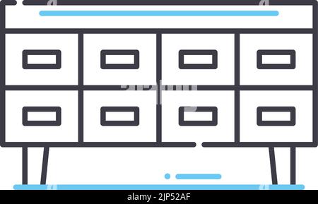 icône de ligne de tiroir de caisse, symbole de contour, illustration vectorielle, signe de concept Illustration de Vecteur