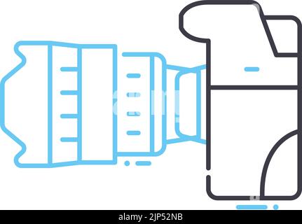 icône de ligne de vue latérale de la caméra, symbole de contour, illustration vectorielle, signe de concept Illustration de Vecteur