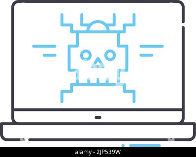 icône de ligne de bogue de l'ordinateur, symbole de contour, illustration vectorielle, signe de concept Illustration de Vecteur