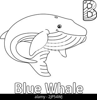 Baleine bleue Alphabet ABC coloriage page B Illustration de Vecteur