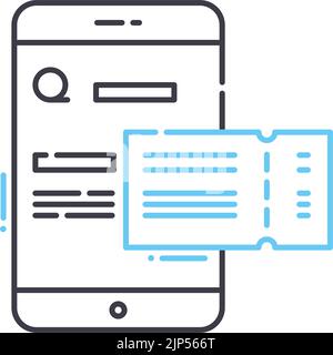 icône de ligne de billet électronique, symbole de contour, illustration vectorielle, signe de concept Illustration de Vecteur