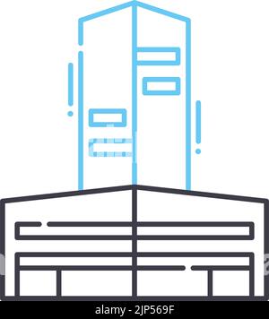 icône de ligne de condominium, symbole de contour, illustration vectorielle, signe de concept Illustration de Vecteur