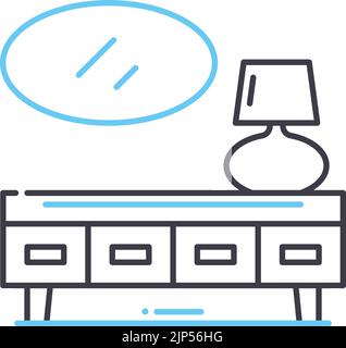 icône de la ligne de la table d'habillage, symbole de contour, illustration vectorielle, signe de concept Illustration de Vecteur