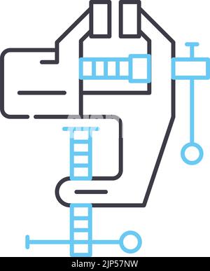 icône de la ligne c-clamp, symbole de contour, illustration vectorielle, signe de concept Illustration de Vecteur