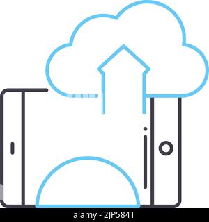 icône de ligne de téléchargement de nuage, symbole de contour, illustration de vecteur, signe de concept Illustration de Vecteur