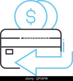 icône de ligne de remboursement, symbole de contour, illustration vectorielle, signe de concept Illustration de Vecteur