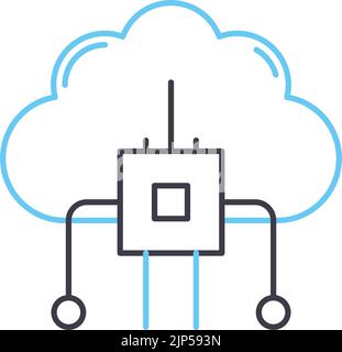 icône de ligne d'architecture basée sur le cloud, symbole de contour, illustration vectorielle, signe de concept Illustration de Vecteur