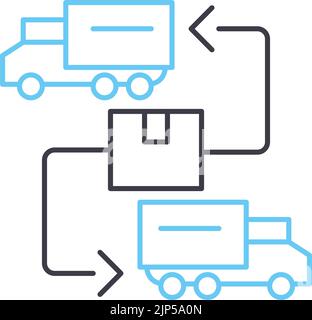 icône de ligne de chariots de livraison, symbole de contour, illustration vectorielle, signe de concept Illustration de Vecteur