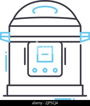 icône de ligne de cuiseur à riz électronique, symbole de contour, illustration vectorielle, signe de concept Illustration de Vecteur