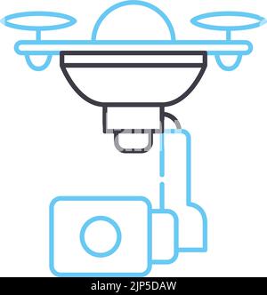 icône de ligne de caméra de drone, symbole de contour, illustration de vecteur, signe de concept Illustration de Vecteur