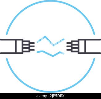 icône de ligne de connexion de câble, symbole de contour, illustration vectorielle, signe de concept Illustration de Vecteur