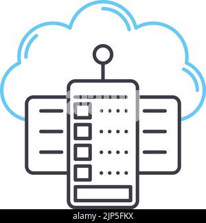 icône de ligne de stockage de données, symbole de contour, illustration vectorielle, signe de concept Illustration de Vecteur