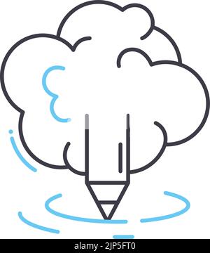 icône de ligne cérébrale créative, symbole de contour, illustration vectorielle, signe de concept Illustration de Vecteur