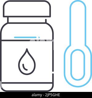 icône de la ligne de sirop contre la toux, symbole de contour, illustration vectorielle, signe de concept Illustration de Vecteur