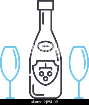 icône de ligne cocktail, symbole de contour, illustration vectorielle, signe de concept Illustration de Vecteur