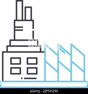 icône de ligne d'usine, symbole de contour, illustration vectorielle, signe de concept Illustration de Vecteur