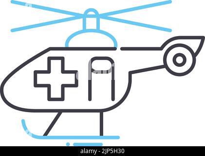 icône de ligne d'hélicoptère d'urgence, symbole de contour, illustration vectorielle, signe de concept Illustration de Vecteur