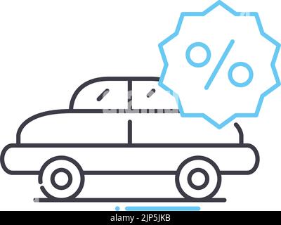 icône de ligne de promotion de vente de voiture, symbole de contour, illustration vectorielle, signe de concept Illustration de Vecteur