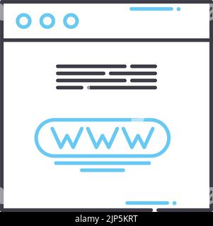 icône de ligne de nom de domaine, symbole de contour, illustration vectorielle, signe de concept Illustration de Vecteur