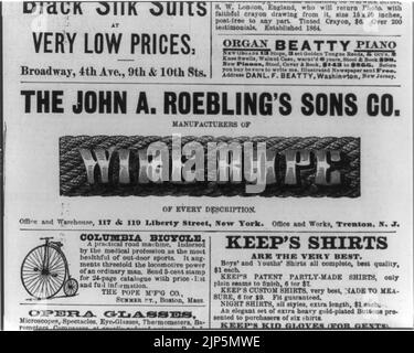 Le John A. Roebling's Sons Co. les fabricants de câbles d'acier de chaque description. New York City et Trenton, N.Y. Banque D'Images