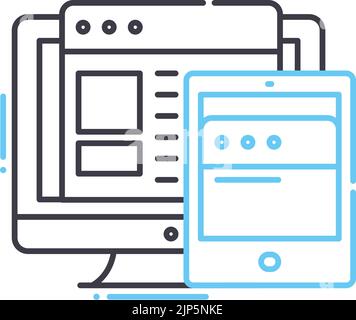 icône de ligne de site web d'entreprise, symbole de contour, illustration vectorielle, signe de concept Illustration de Vecteur