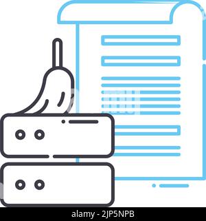 icône de ligne de nettoyage de données, symbole de contour, illustration vectorielle, signe de concept Illustration de Vecteur