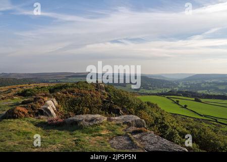 Baslow Edge, Derbyshire Angleterre Royaume-Uni, paysage du parc national de Peak district, campagne anglaise Banque D'Images