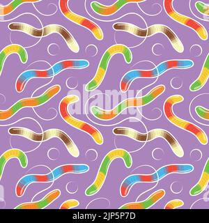 Fond coloré de motifs répétitifs de bonbons gélifiés faits d'illustrations vectorielles simples. Illustration de Vecteur