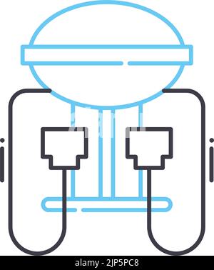 icône de ligne de station de centre-ville, symbole de contour, illustration vectorielle, signe de concept Illustration de Vecteur