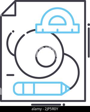 icône de ligne de projet de conception, symbole de contour, illustration vectorielle, signe de concept Illustration de Vecteur