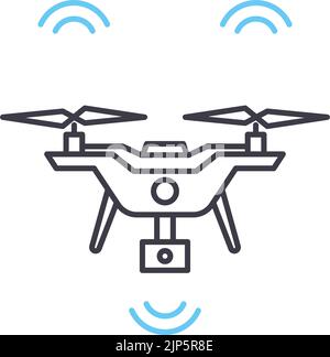 icône de ligne de drone de livraison, symbole de contour, illustration de vecteur, signe de concept Illustration de Vecteur