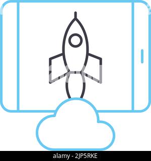 icône de ligne de plateforme crowdfund, symbole de contour, illustration de vecteur, signe de concept Illustration de Vecteur