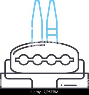 icône de ligne d'usine, symbole de contour, illustration vectorielle, signe de concept Illustration de Vecteur