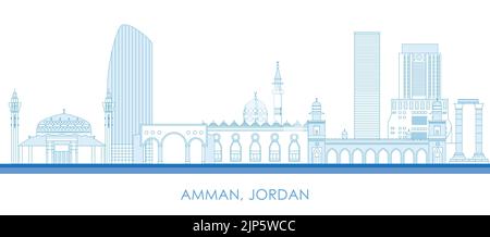 Aperçu Skyline panorama de la ville d'Amman, Jordanie - illustration vectorielle Illustration de Vecteur