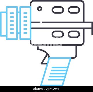 icône de ligne d'appareil photo reflex numérique, symbole de contour, illustration vectorielle, signe de concept Illustration de Vecteur