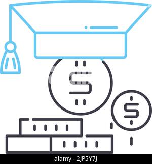 icône de ligne de littératie financière, symbole de contour, illustration vectorielle, signe de concept Illustration de Vecteur