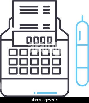 icône de ligne de contrôle du caissier, symbole de contour, illustration vectorielle, signe de concept Illustration de Vecteur