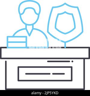 icône de ligne d'assurance de la société, symbole de contour, illustration vectorielle, signe de concept Illustration de Vecteur