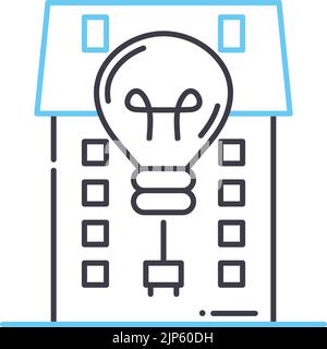 icône de ligne de système électrique, symbole de contour, illustration vectorielle, signe de concept Illustration de Vecteur