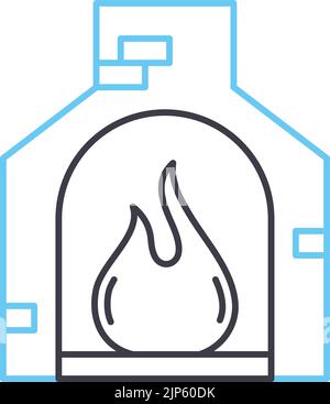 icône de ligne de cheminée, symbole de contour, illustration vectorielle, signe de concept Illustration de Vecteur