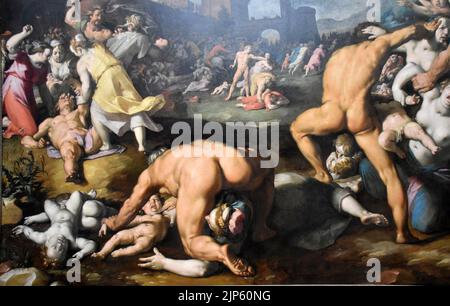 Le massacre des innocents par Cornelis Cornelisz. Van Haarlem (1590) - détail (1) Banque D'Images