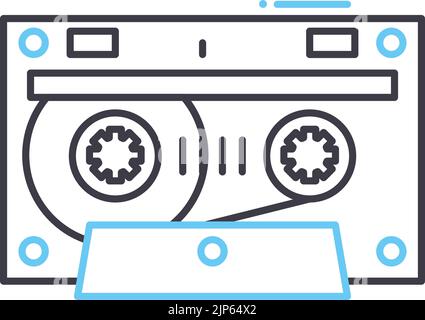 icône de ligne de cassette, symbole de contour, illustration vectorielle, signe de concept Illustration de Vecteur
