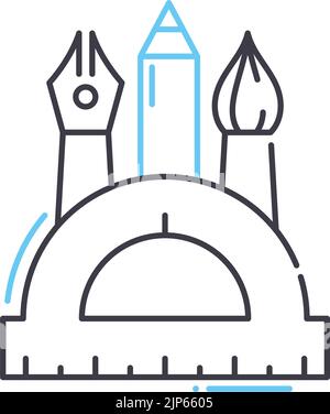 icône de ligne d'outils de conception, symbole de contour, illustration vectorielle, signe de concept Illustration de Vecteur