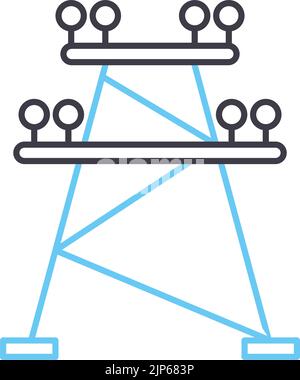 icône de ligne de tour d'électricité, symbole de contour, illustration vectorielle, signe de concept Illustration de Vecteur