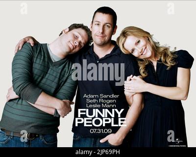 SETH ROGEN, ADAM SANDLER, Leslie Mann, l'affiche de Funny People, 2009 Banque D'Images